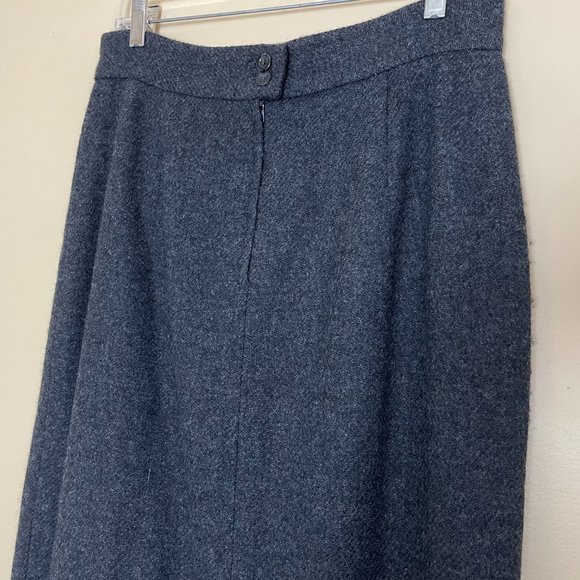 Vintage Carlisle Wool Faux Wrap Midi Skirt Dark Academia Old Money Quiet Luxury - Picture 6 of 7